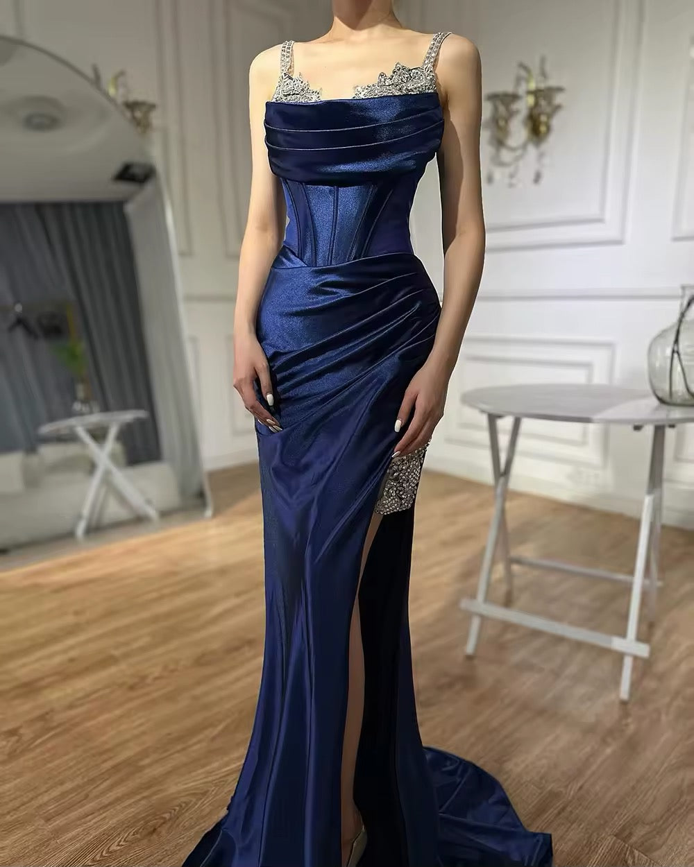 Embellished Corset Drape Gown