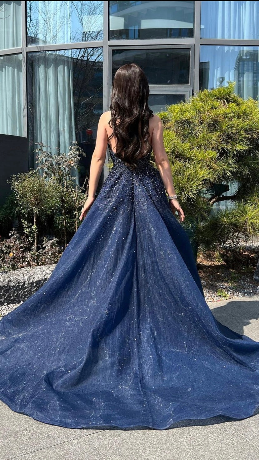 Luxurious navy blue dress