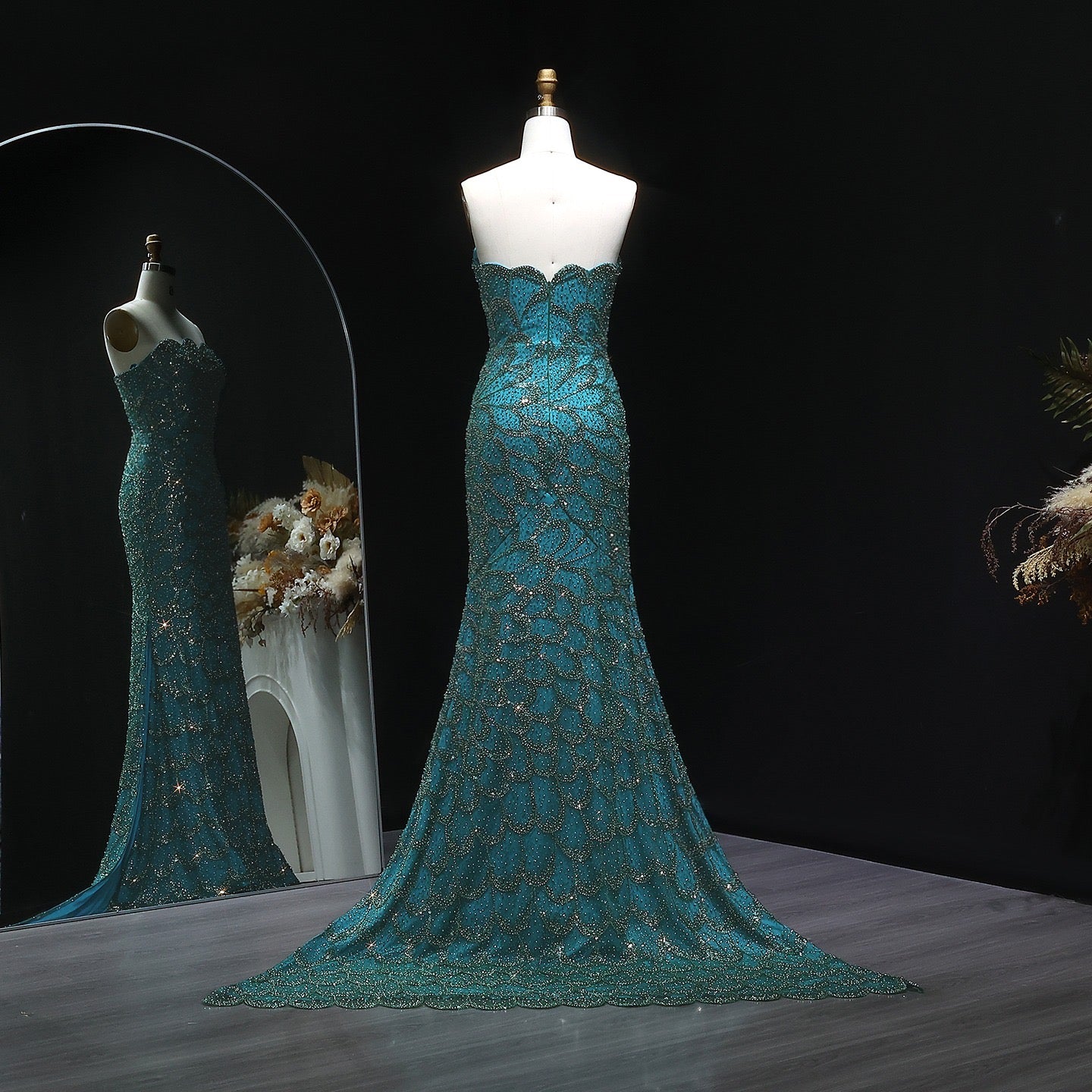 Mermaid Hand-Embroidered Glitter Gown