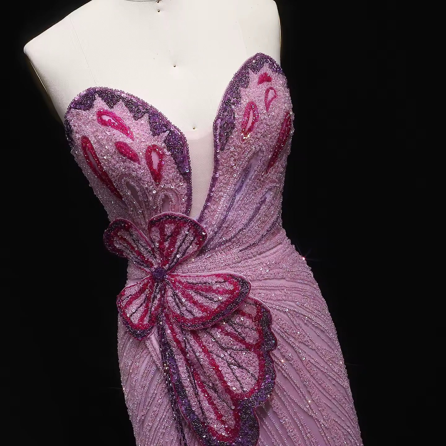 Embellished Lavender Butterfly Gown