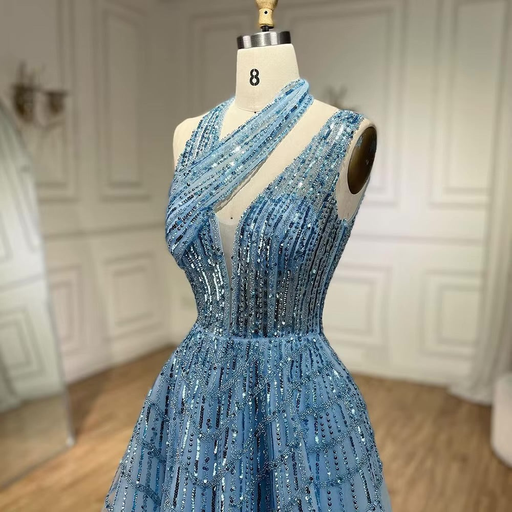 Elegant Beaded Ball Gown – Sparkling One-Shoulder Formal Dress