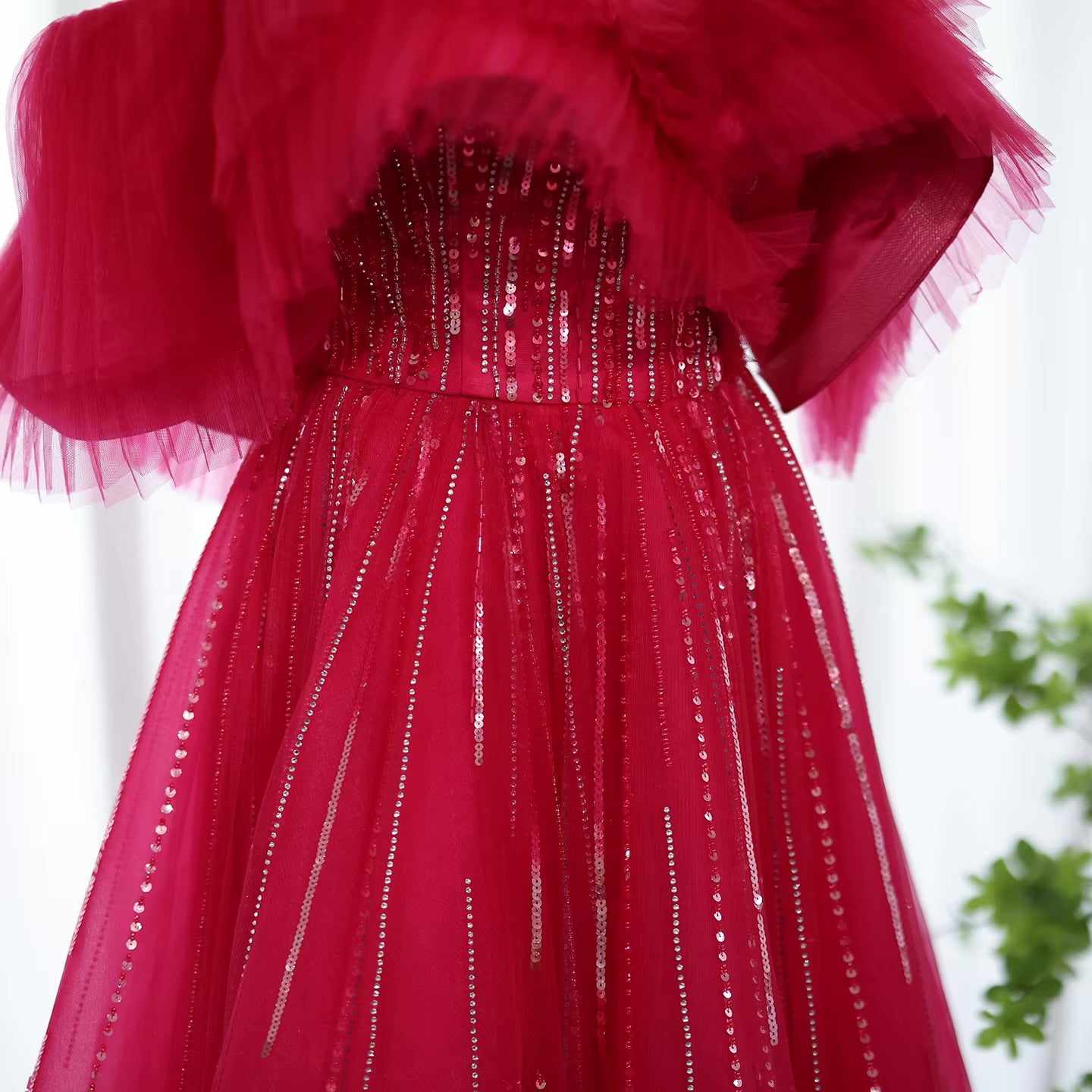 Aurora Tulle Gown،Blush & Fuchsia