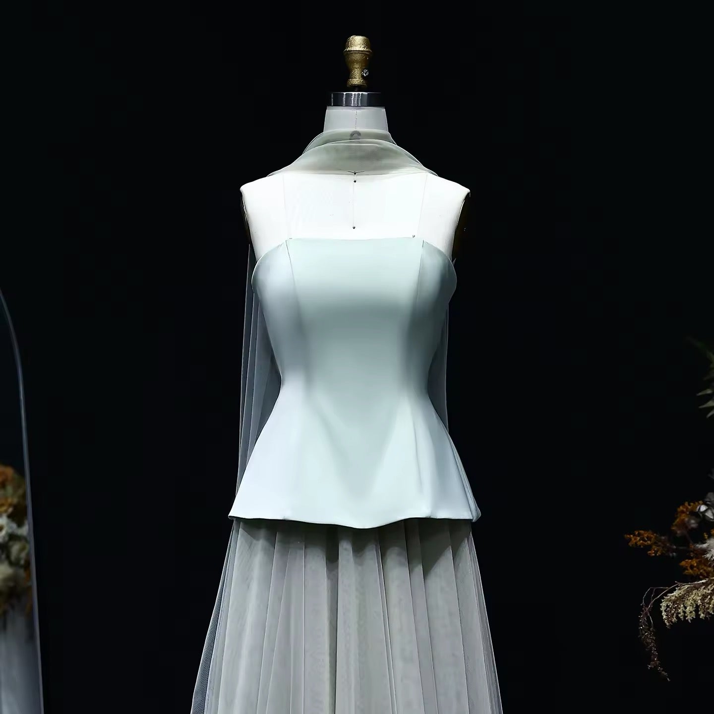 Elegant soft dress with a scarf