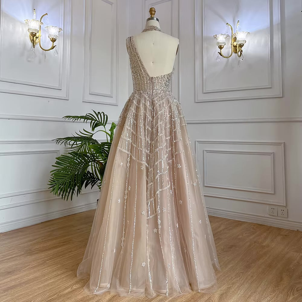 Elegant Beaded Ball Gown – Sparkling One-Shoulder Formal Dress