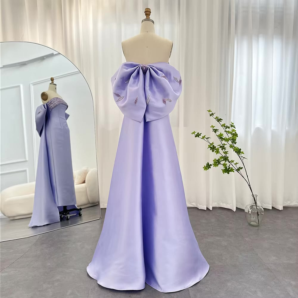 Luxury Evening Dress with Bow Cape Sage