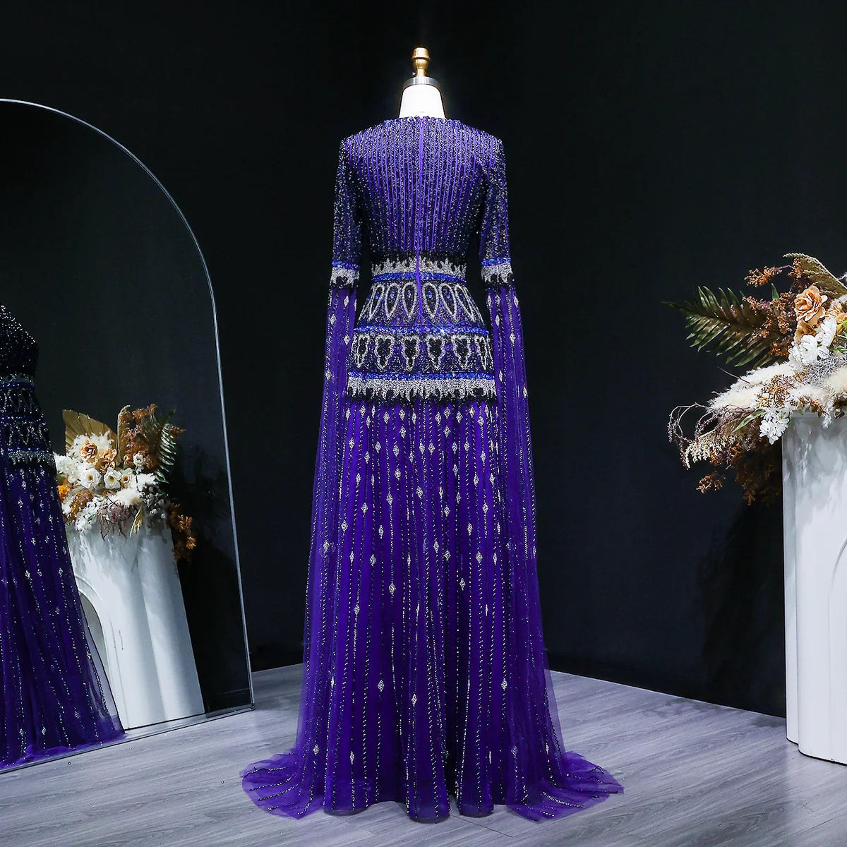 Ornate Crystal-Embellished Maxi Gown