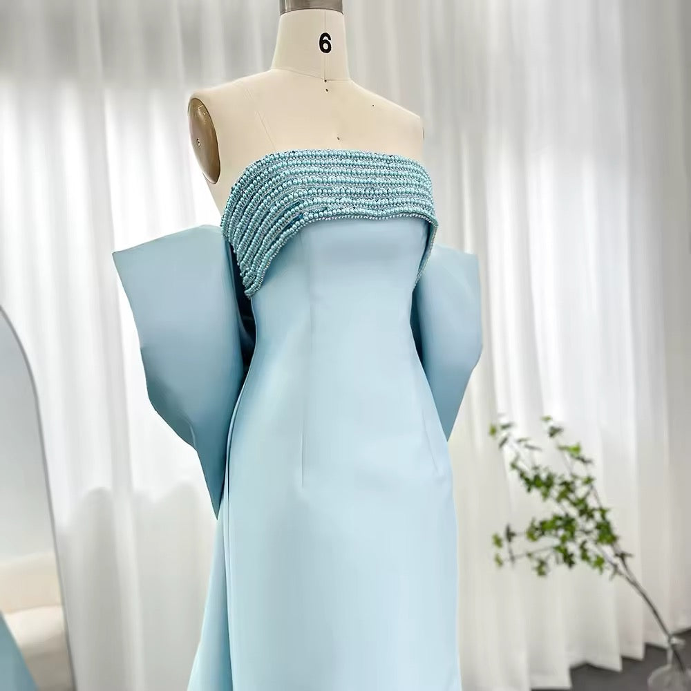 Luxury Evening Dress with Bow Cape Sage
