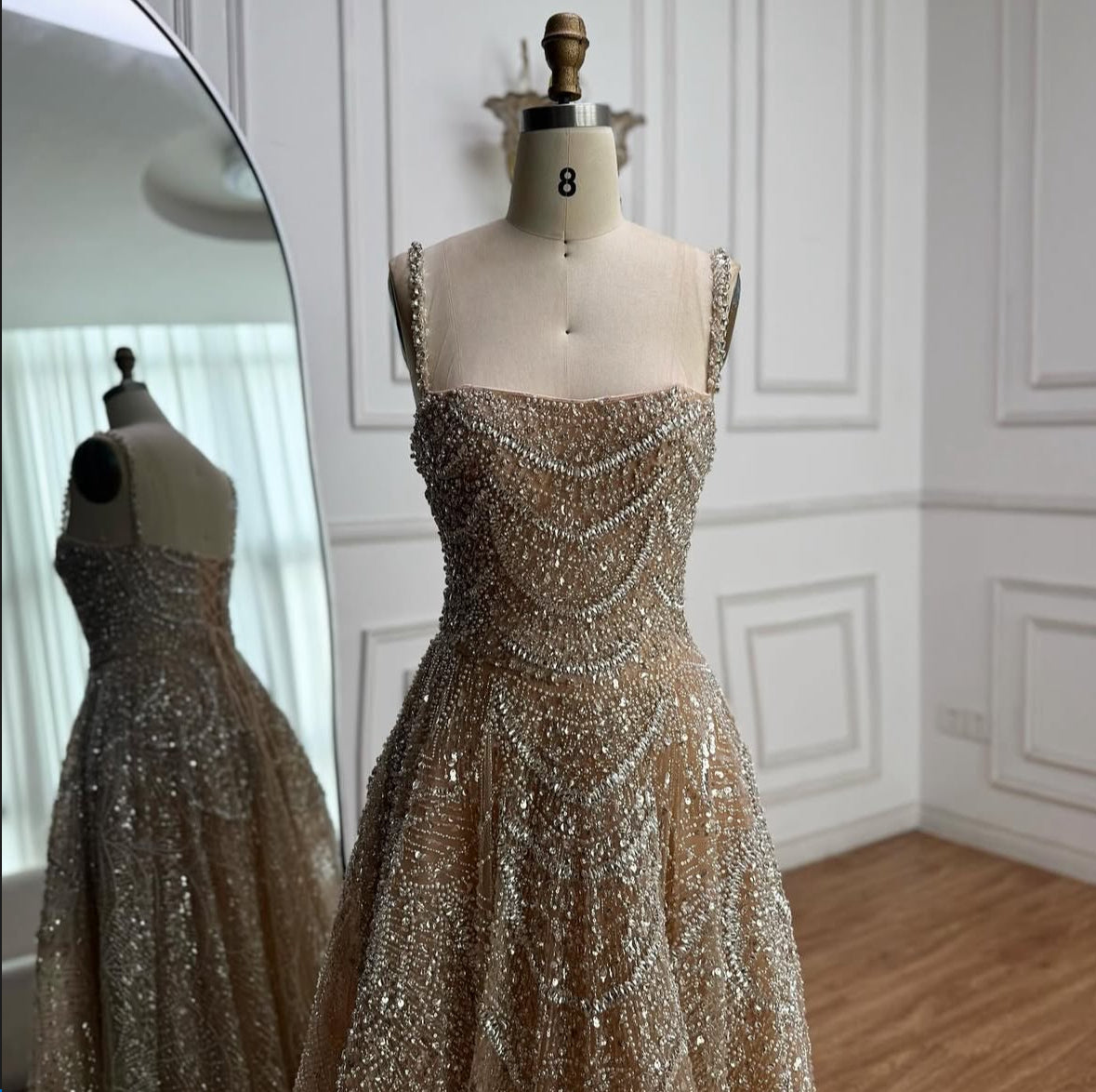 Luxury Nude Crystal A-Line Short Sparkly Cocktail Party Dress