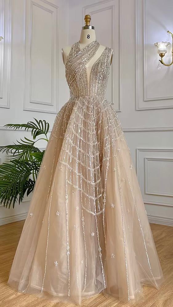 Elegant Beaded Ball Gown – Sparkling One-Shoulder Formal Dress