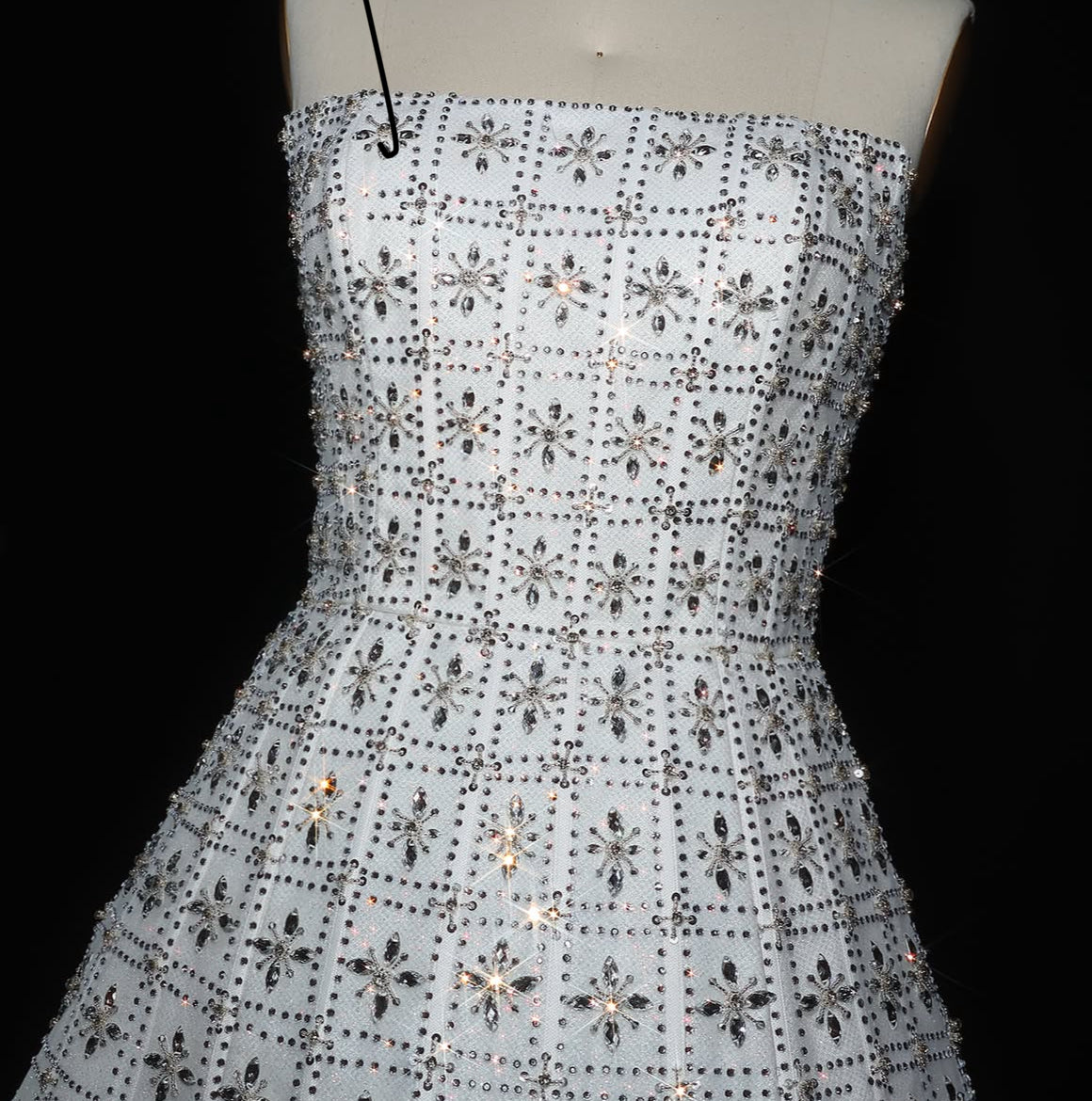 Crystal Bloom Structured Peplum Gown