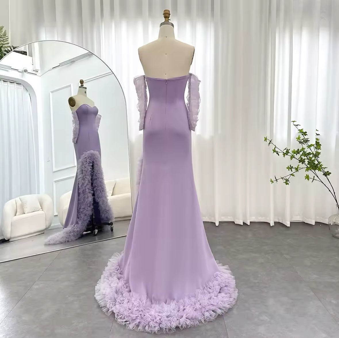 Lilac dress with ruffles