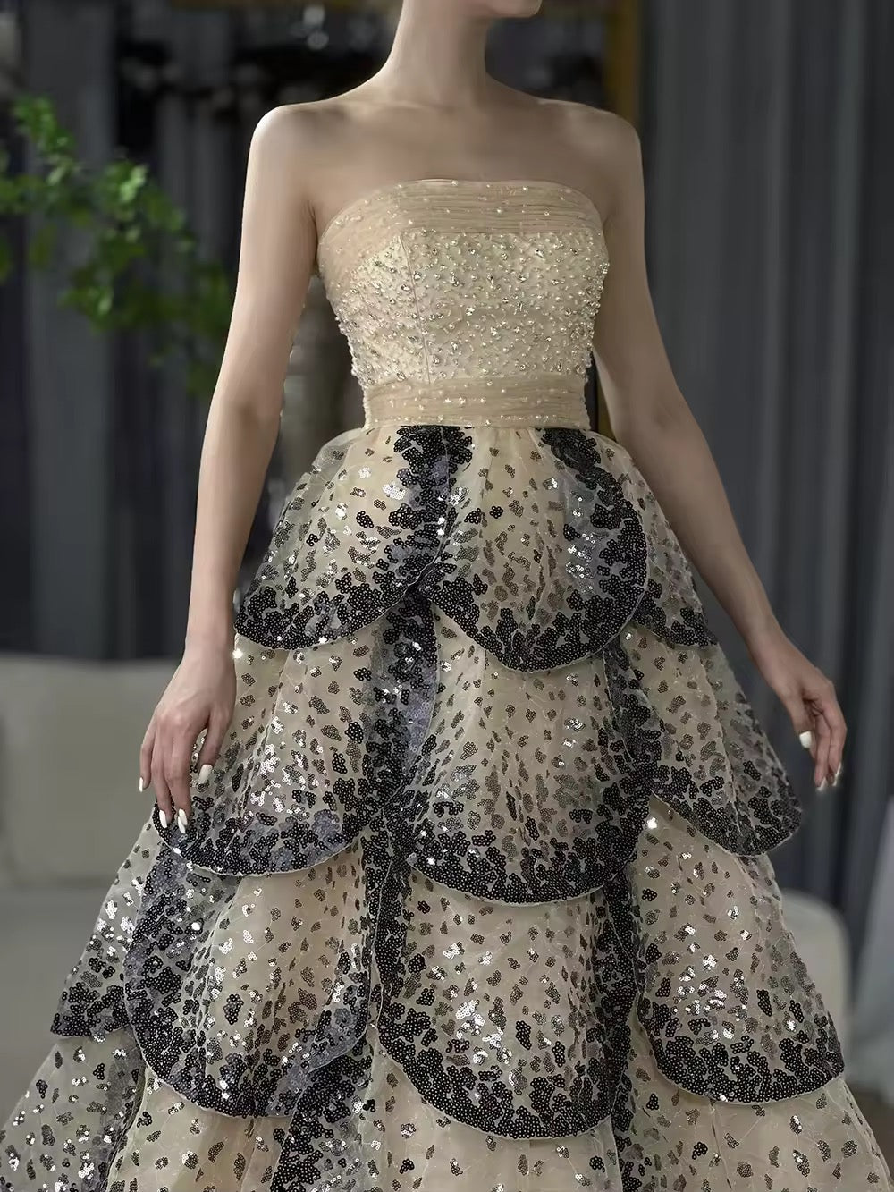 Luxury Champagne Evening Dress
