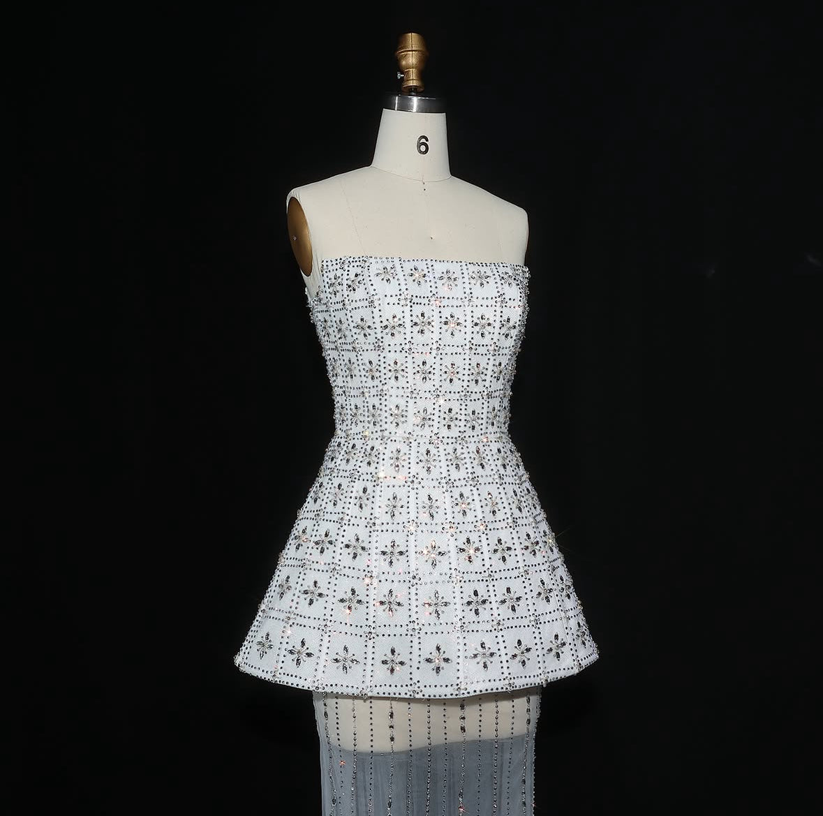 Crystal Bloom Structured Peplum Gown