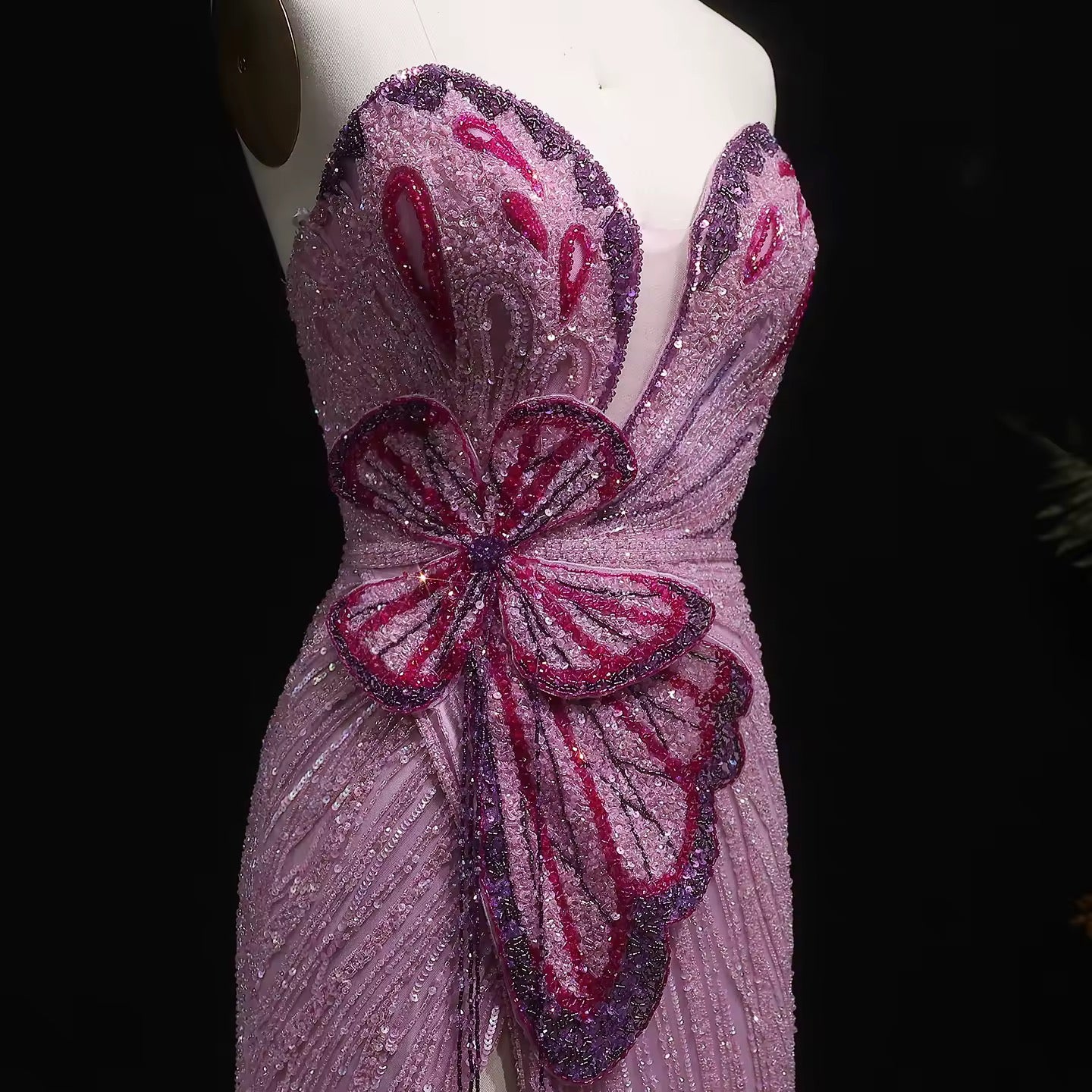 Embellished Lavender Butterfly Gown