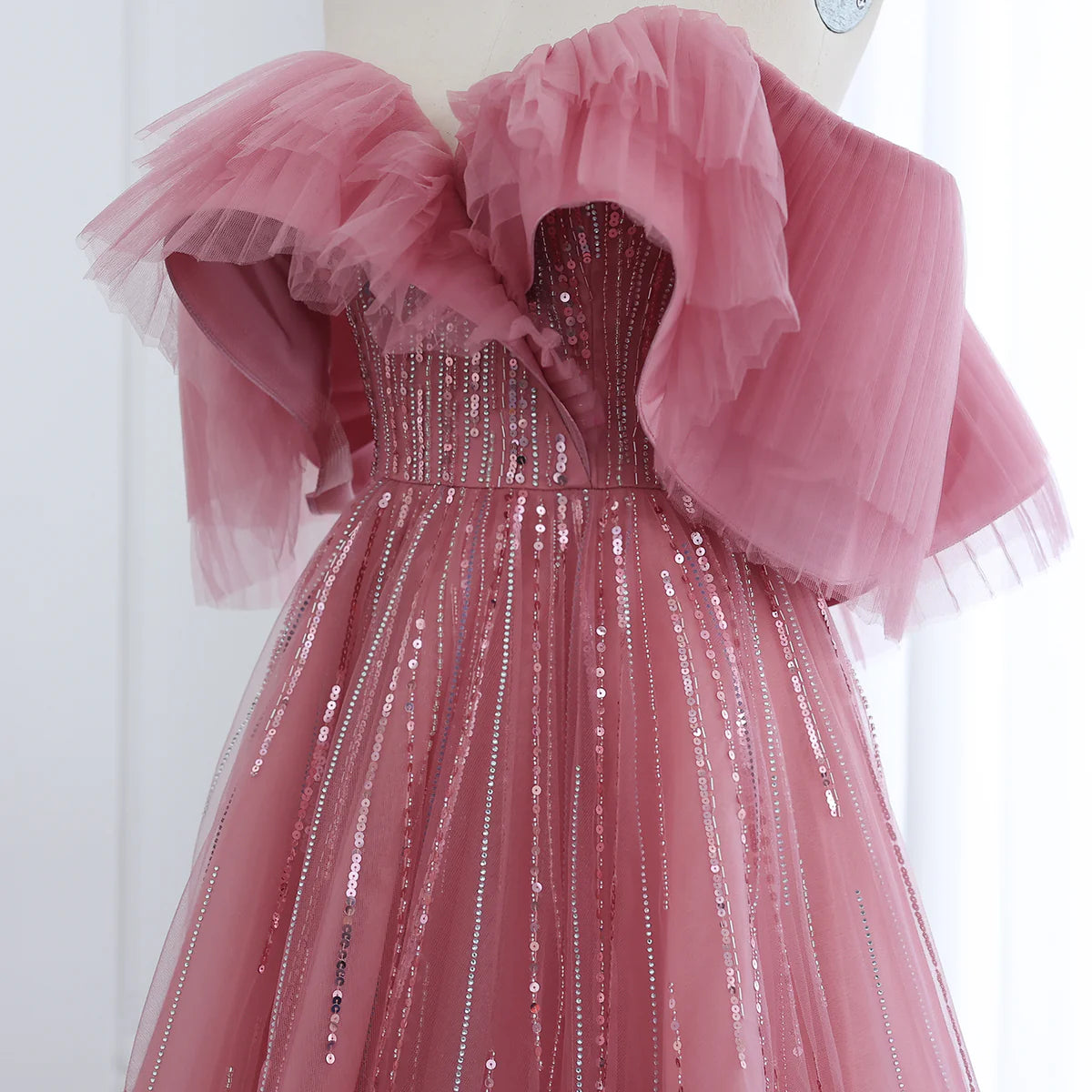 Aurora Tulle Gown،Blush & Fuchsia