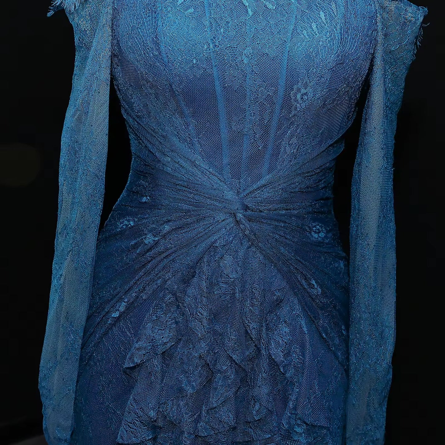 Lace Off Shoulder Evening Dress with Long Sleeves