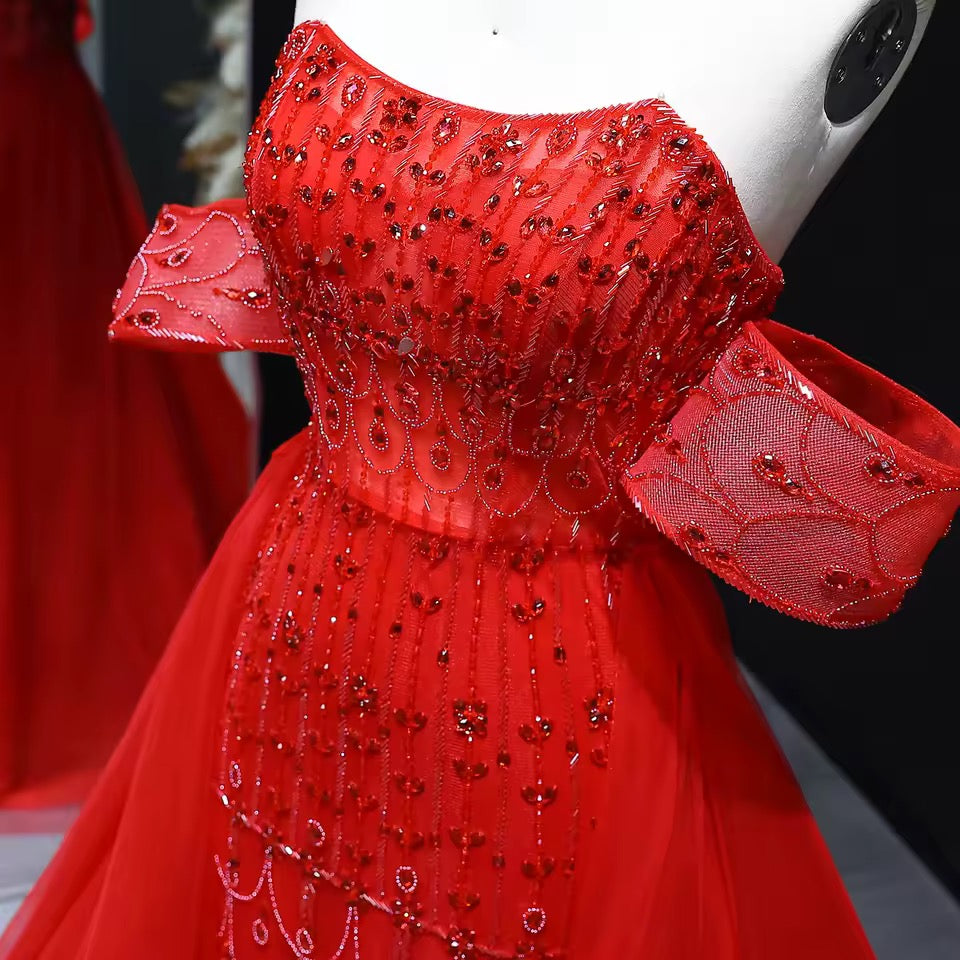 Luxury Evening Dress with Detachable Skirt