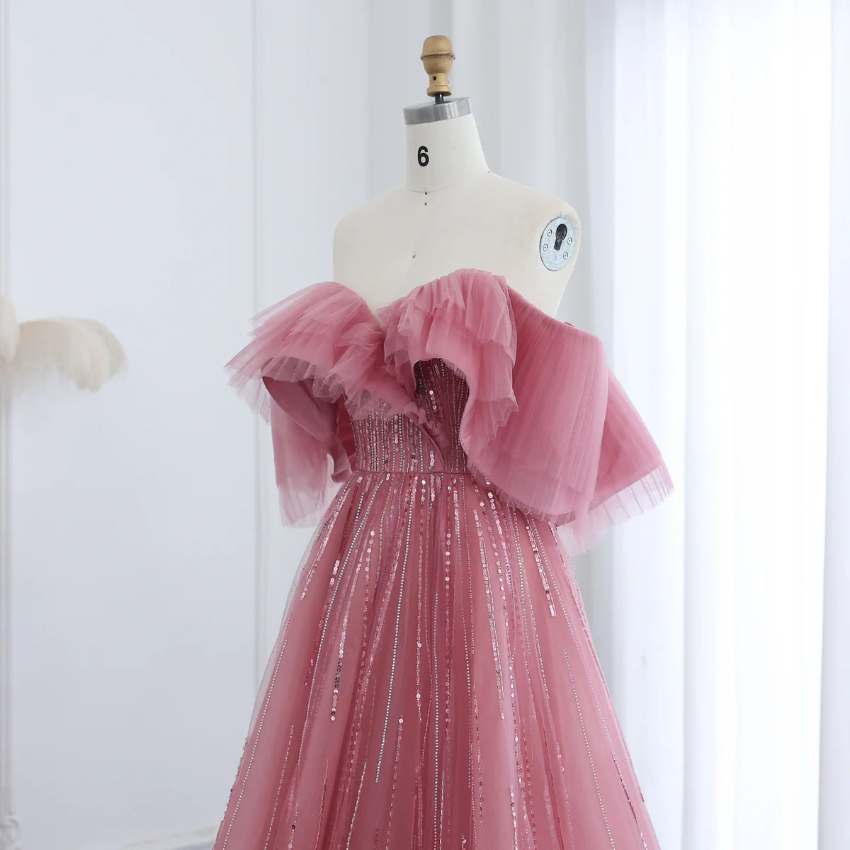 Aurora Tulle Gown،Blush & Fuchsia