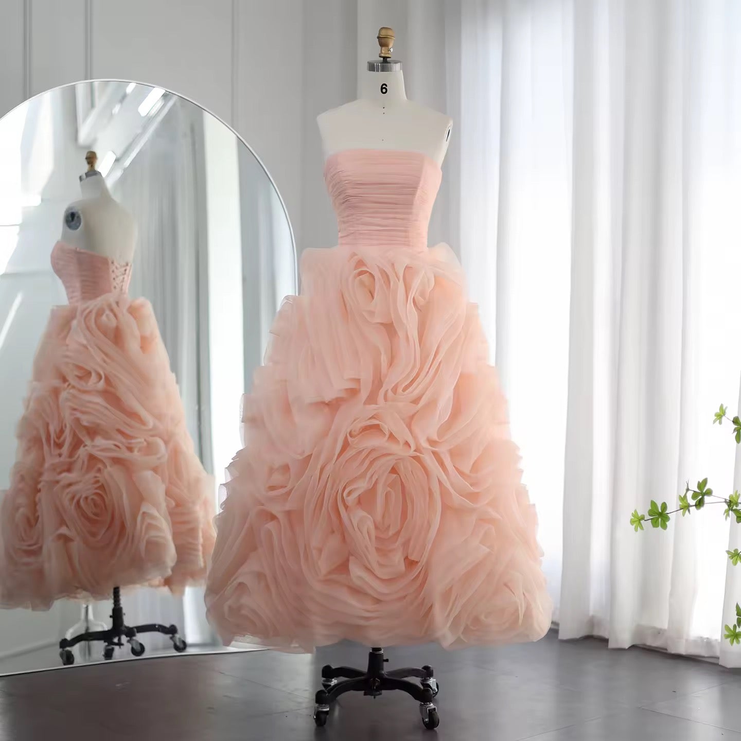 Luxury 3D Flower Purple,Pink Midi dress