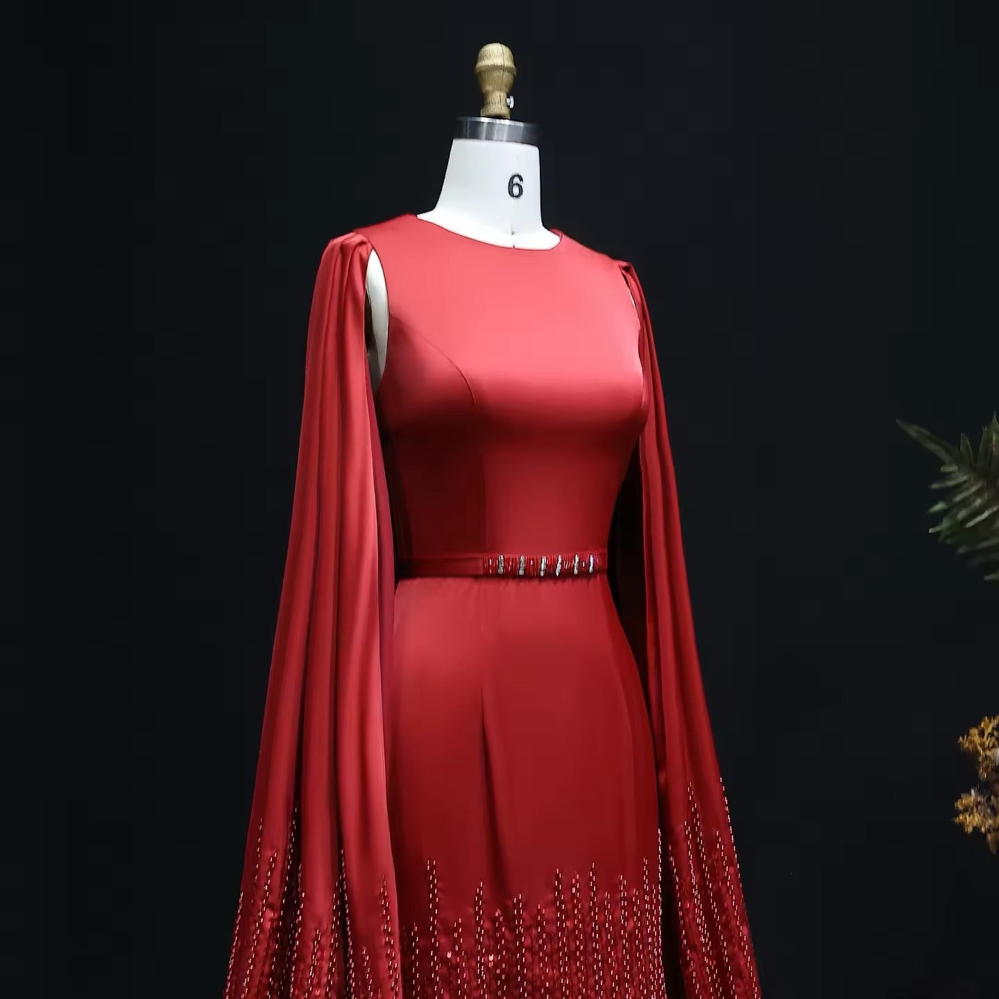 Luxury evening dress with long sleeves