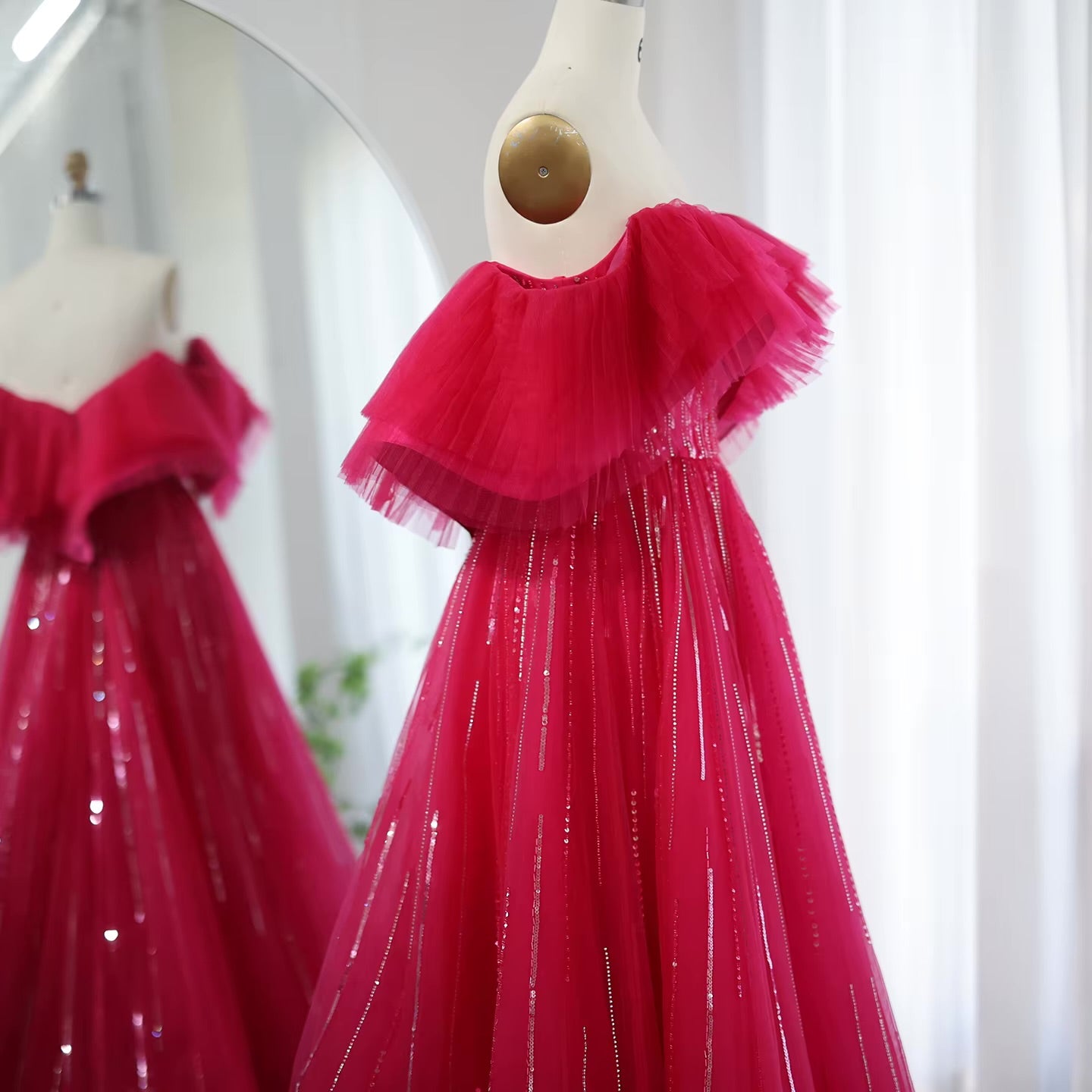 Aurora Tulle Gown،Blush & Fuchsia