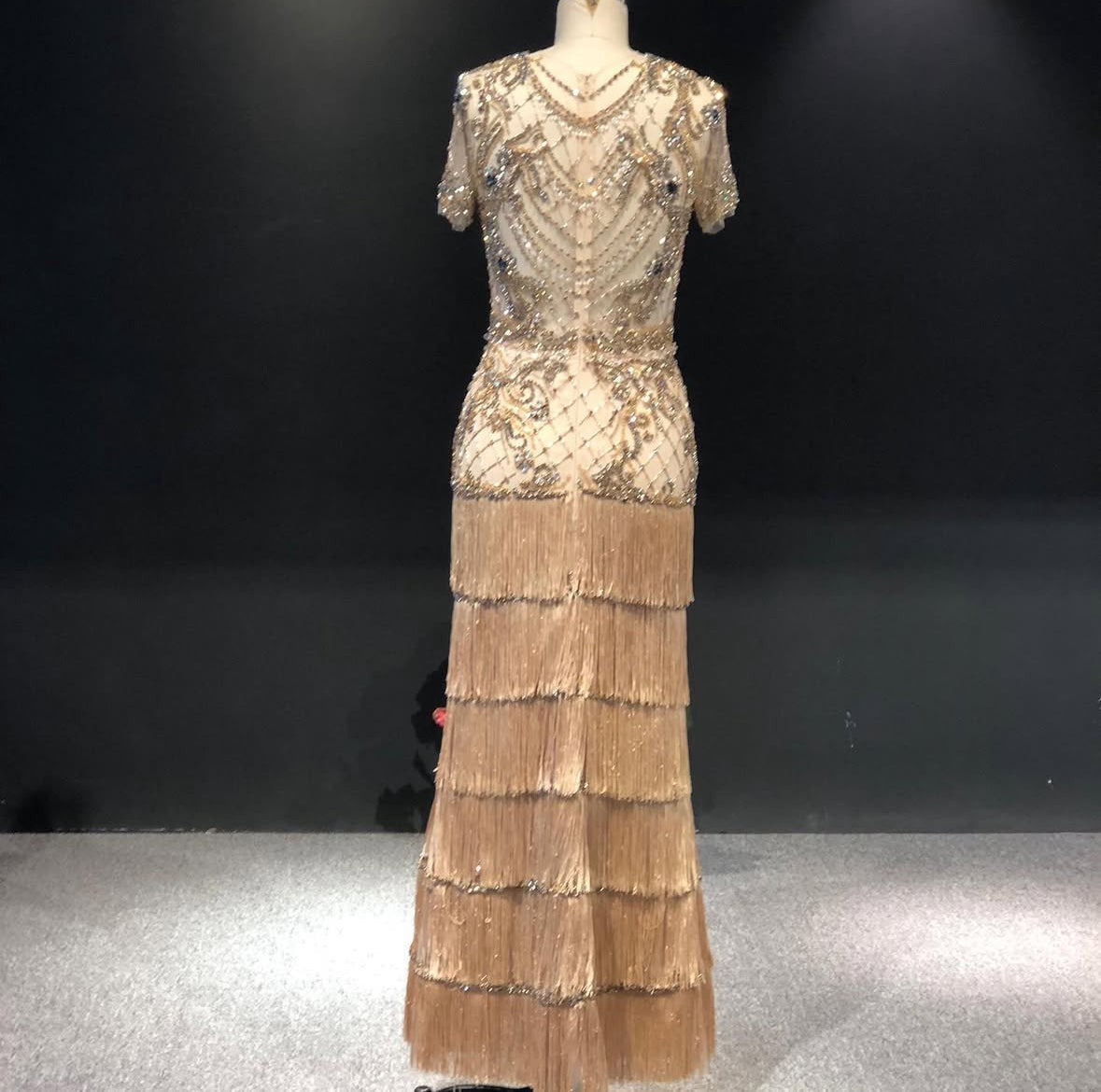 Ombré Crystal-Embellished Gold Couture Gown