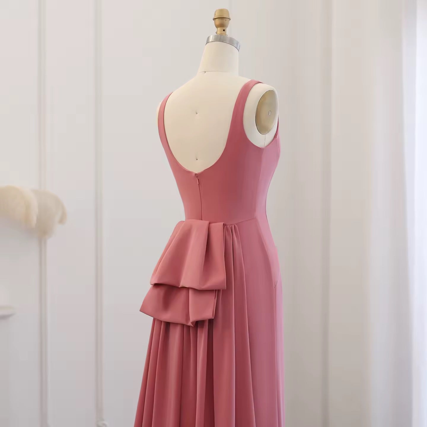 Elegant Fitted Gown with Beaded Butterfly Detail