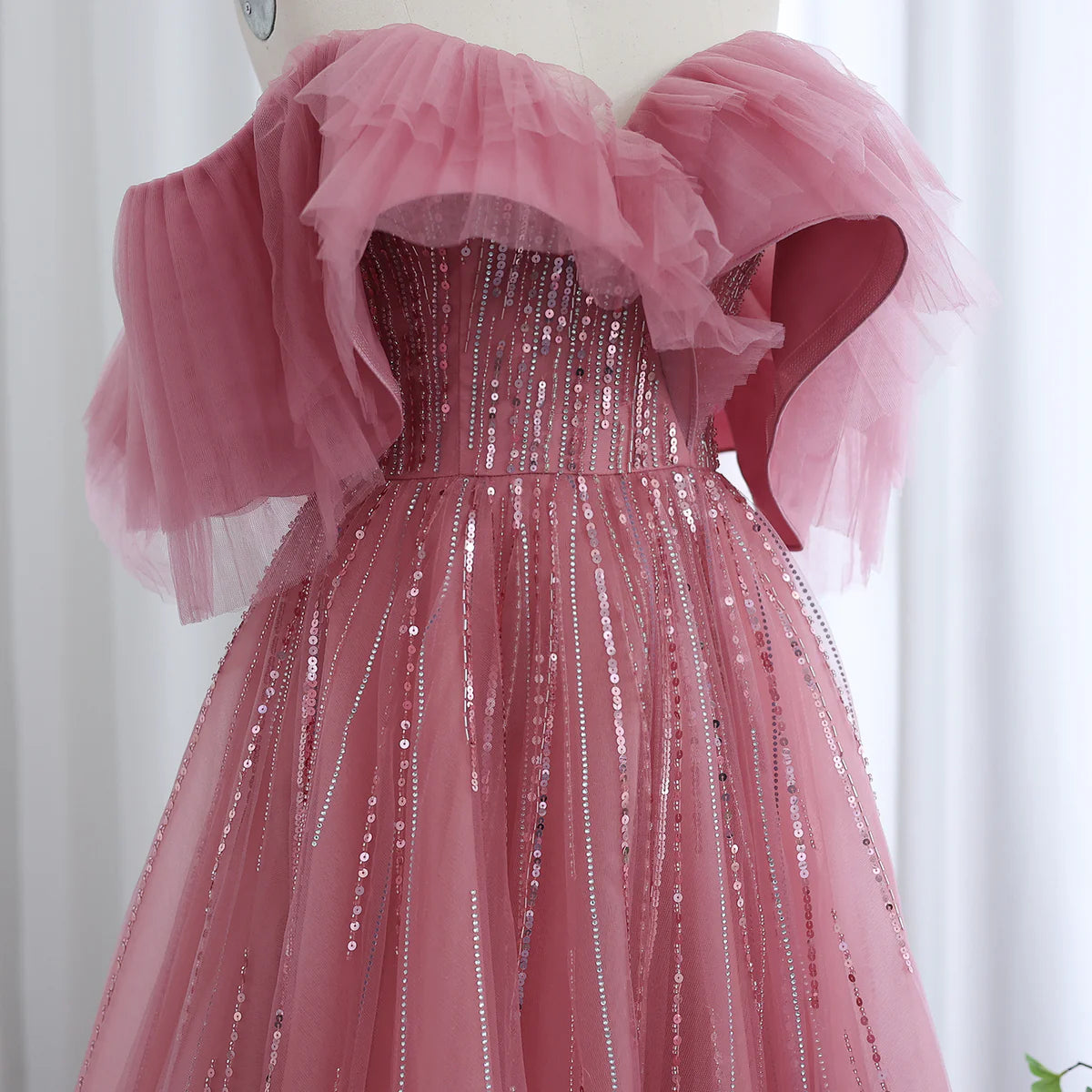 Aurora Tulle Gown،Blush & Fuchsia