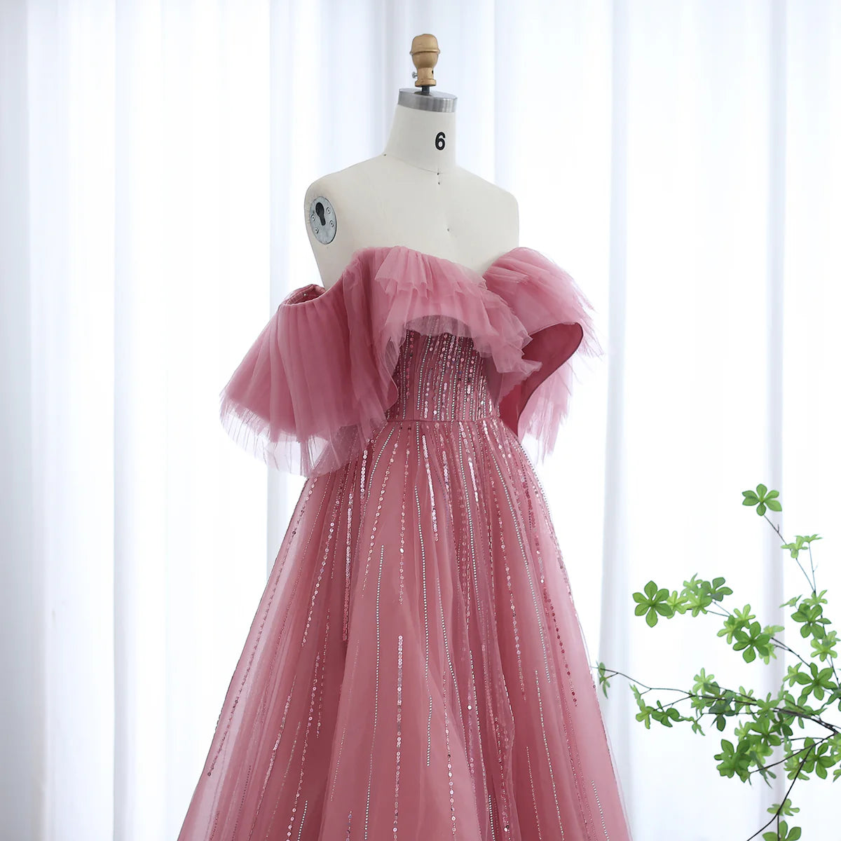 Aurora Tulle Gown،Blush & Fuchsia