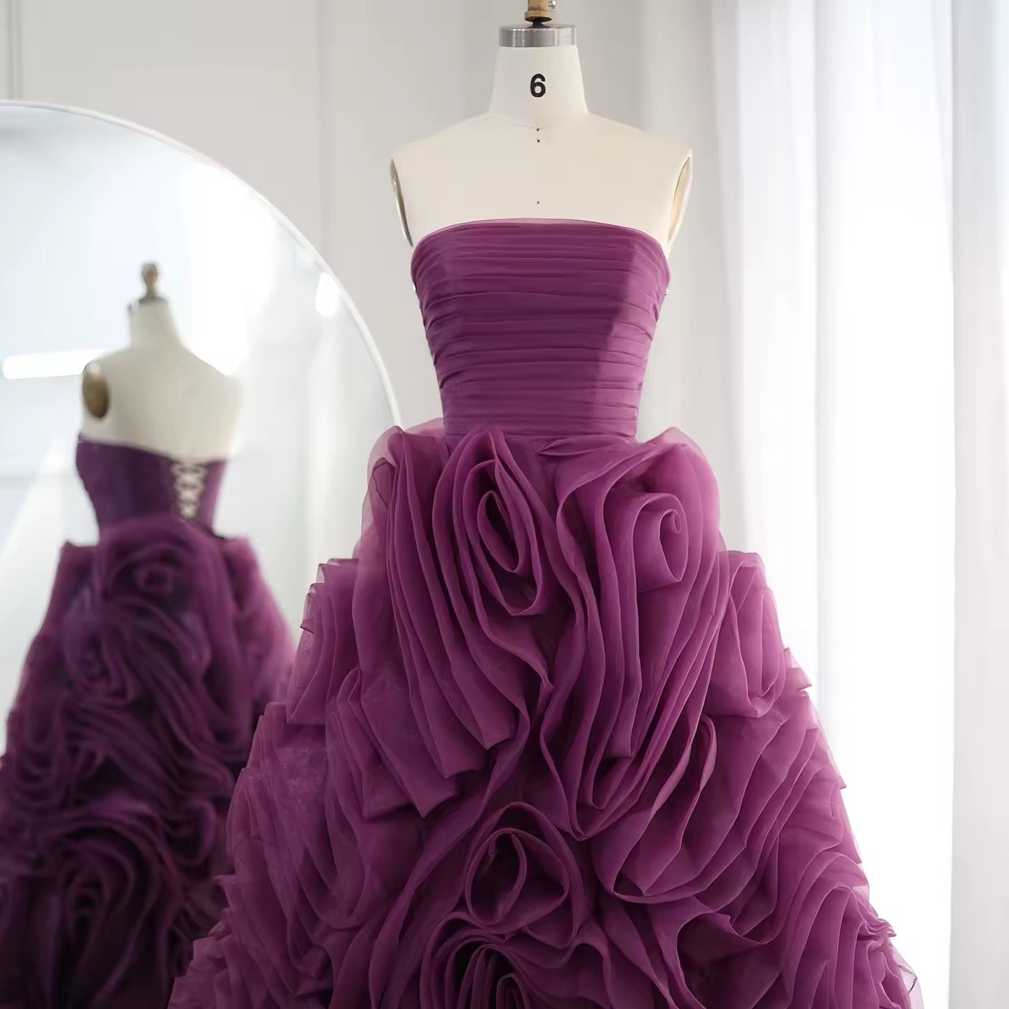 Luxury 3D Flower Purple,Pink Midi dress