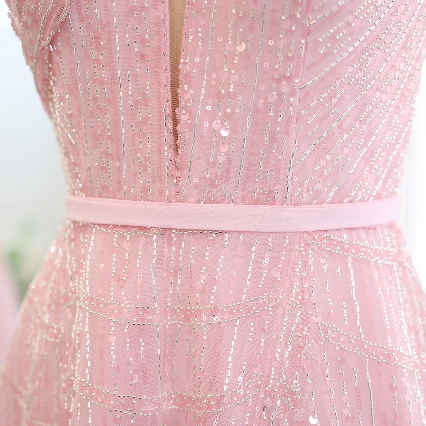 Elegant Pink Beaded Ball Gown – Sparkling One-Shoulder Formal Dress