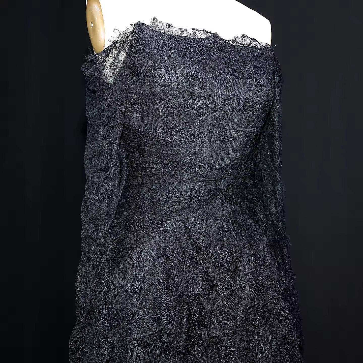 Lace Off Shoulder Evening Dress with Long Sleeves