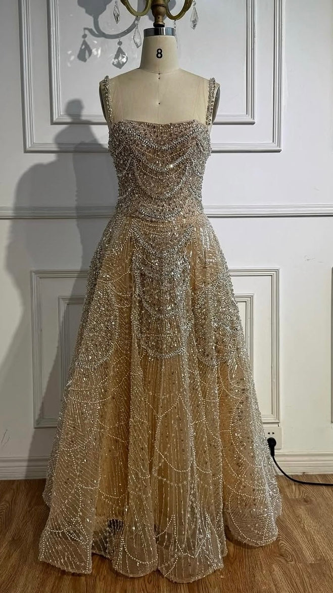 Luxury Nude Crystal A-Line Short Sparkly Cocktail Party Dress