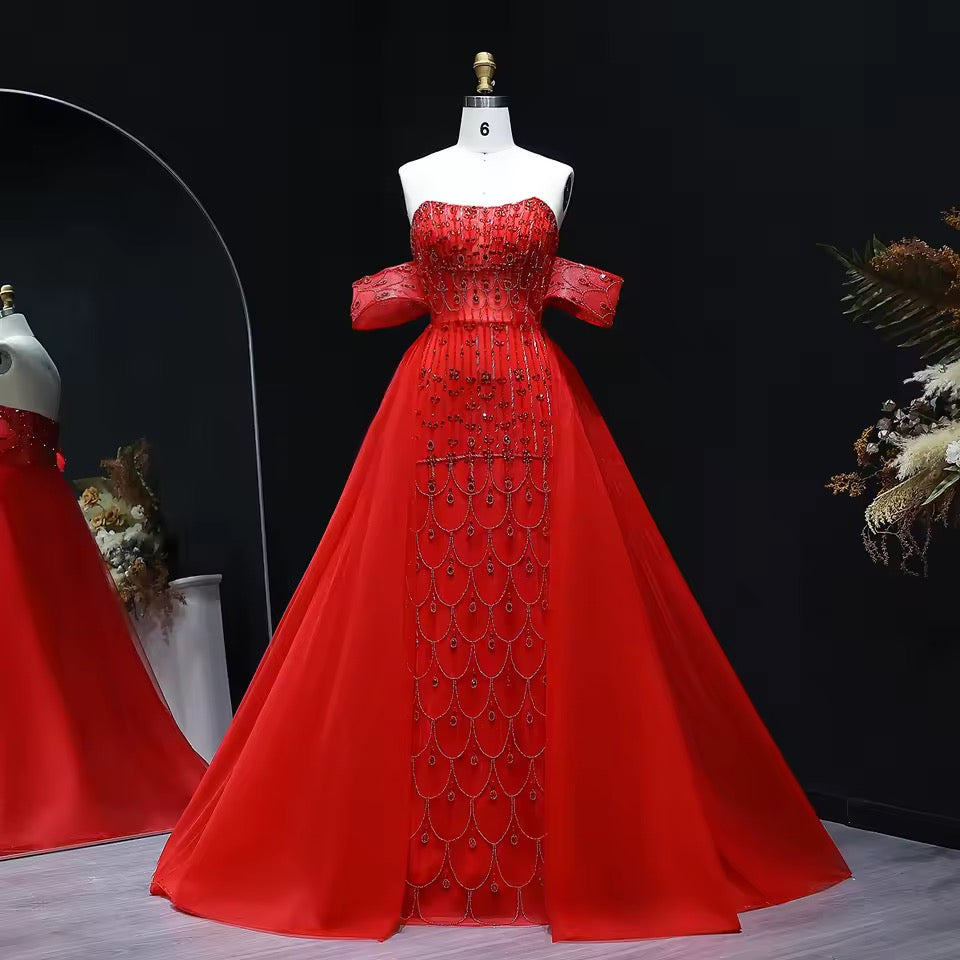 Luxury Evening Dress with Detachable Skirt