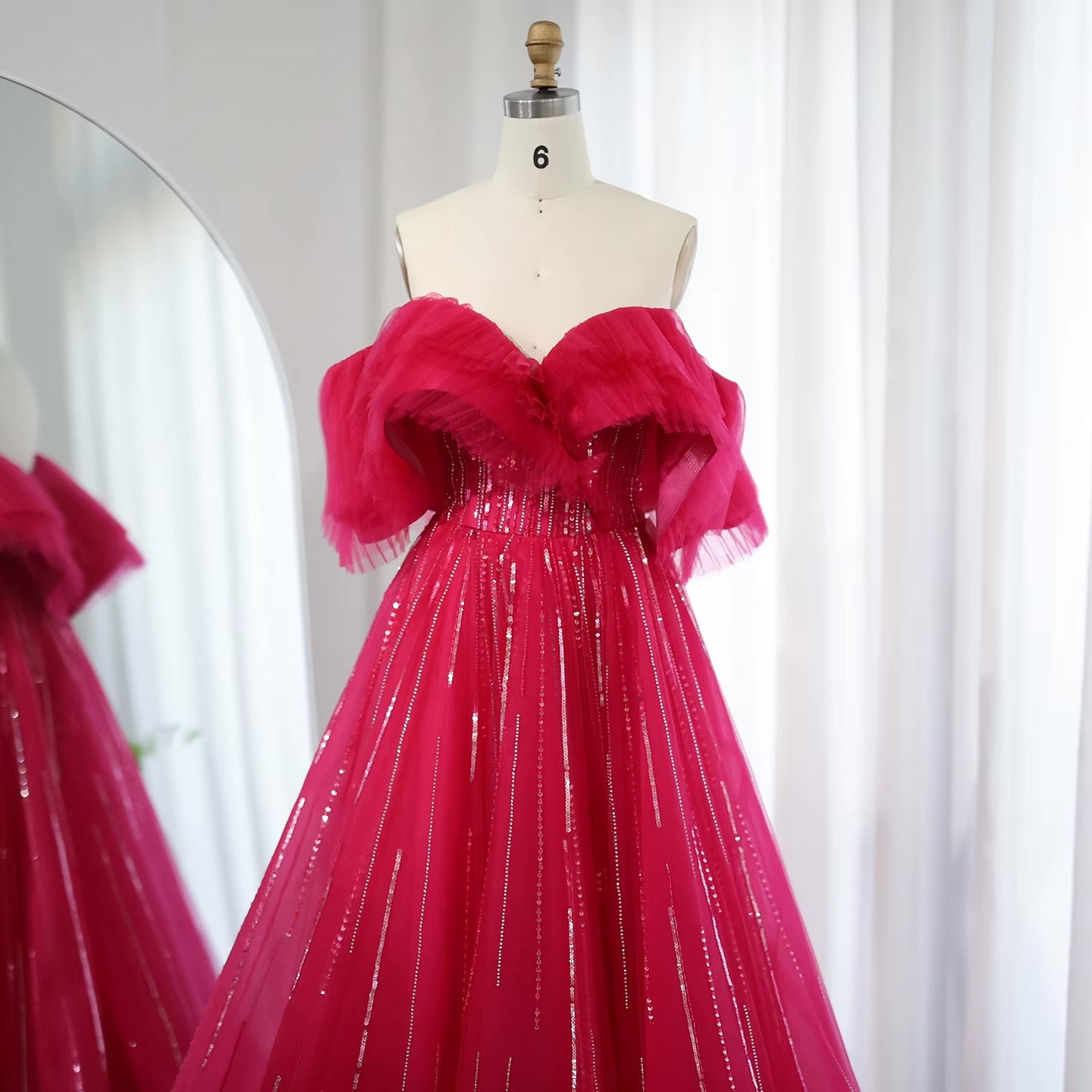 Aurora Tulle Gown،Blush & Fuchsia
