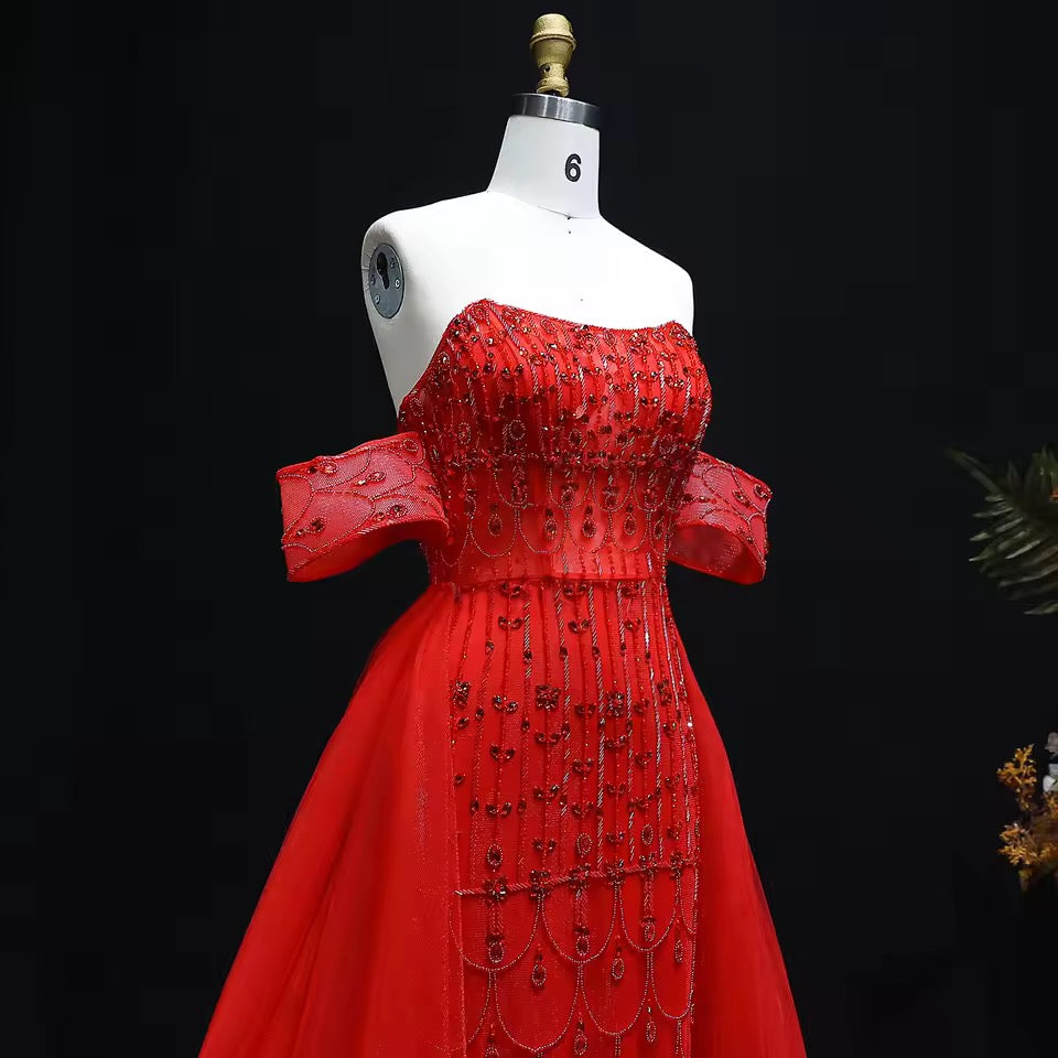 Luxury Evening Dress with Detachable Skirt