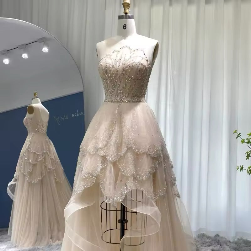 Elegant Tiered Short Front Long Back dress