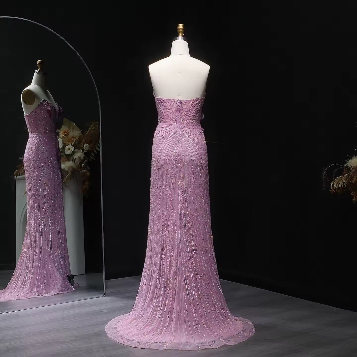 Embellished Lavender Butterfly Gown