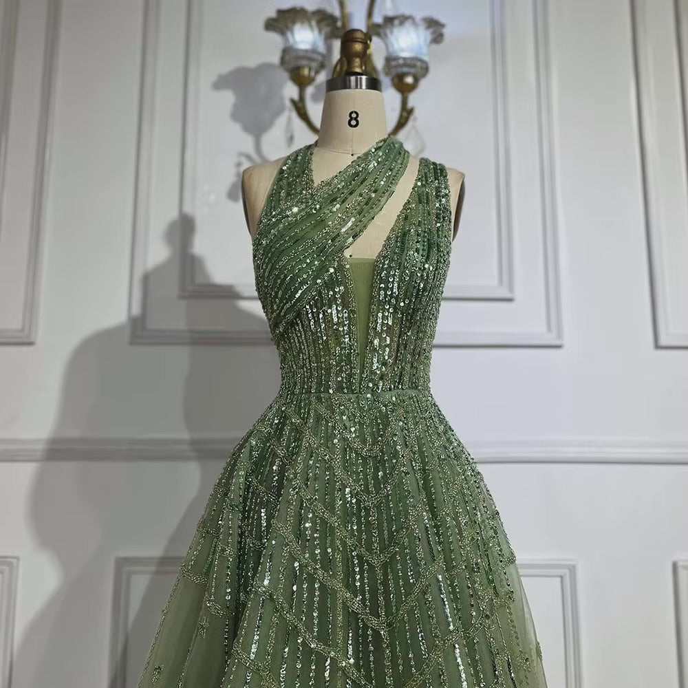 Elegant Beaded Ball Gown – Sparkling One-Shoulder Formal Dress