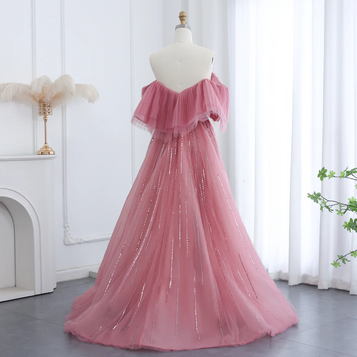 Aurora Tulle Gown،Blush & Fuchsia
