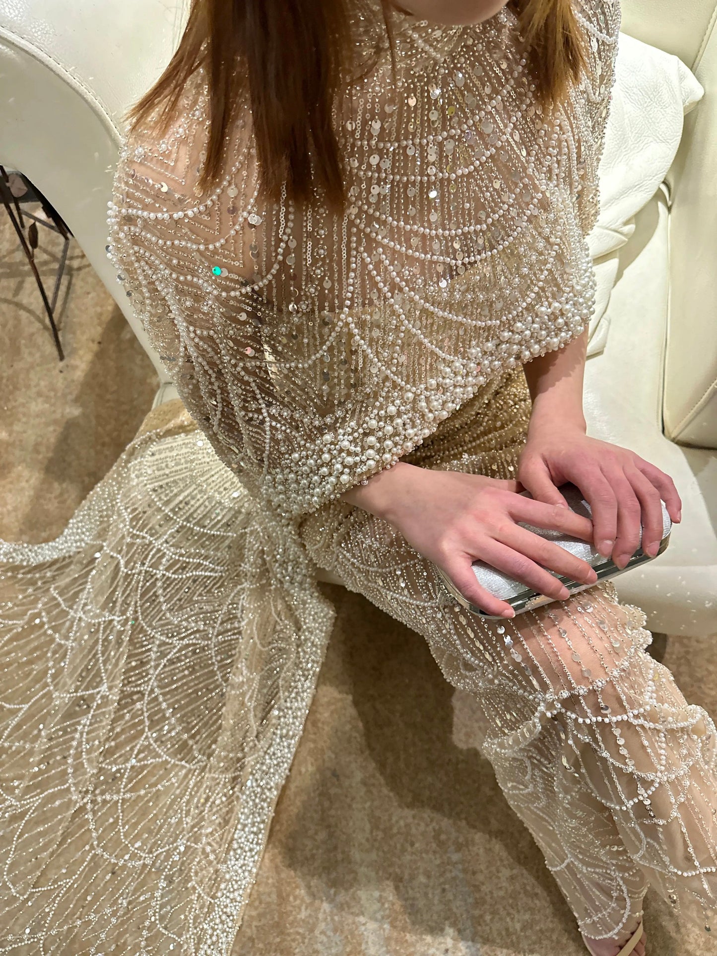 Pearl embellished MAXI dress