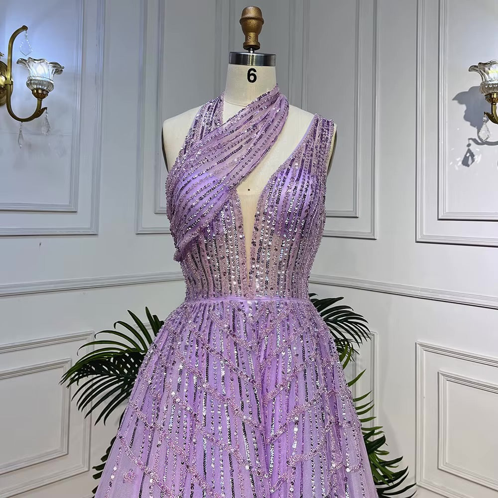 Elegant Beaded Ball Gown – Sparkling One-Shoulder Formal Dress