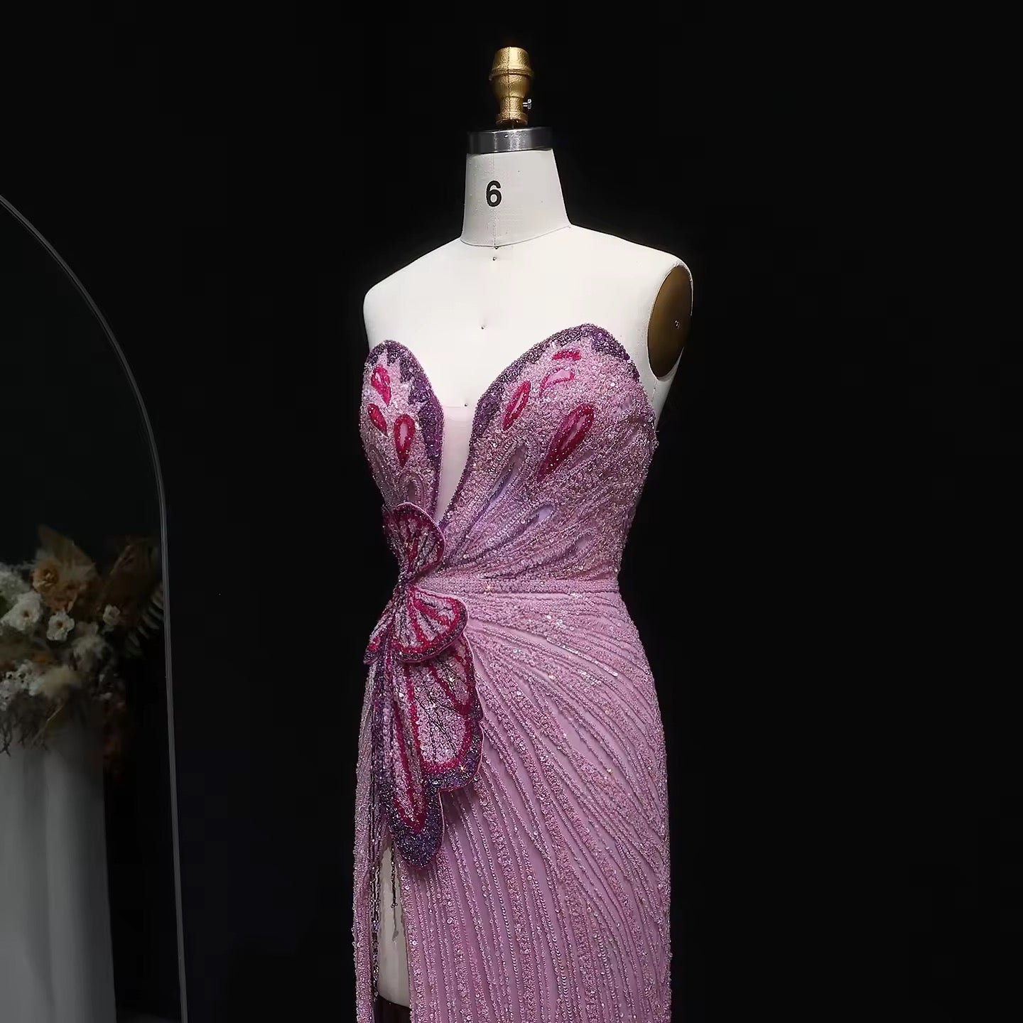 Embellished Lavender Butterfly Gown