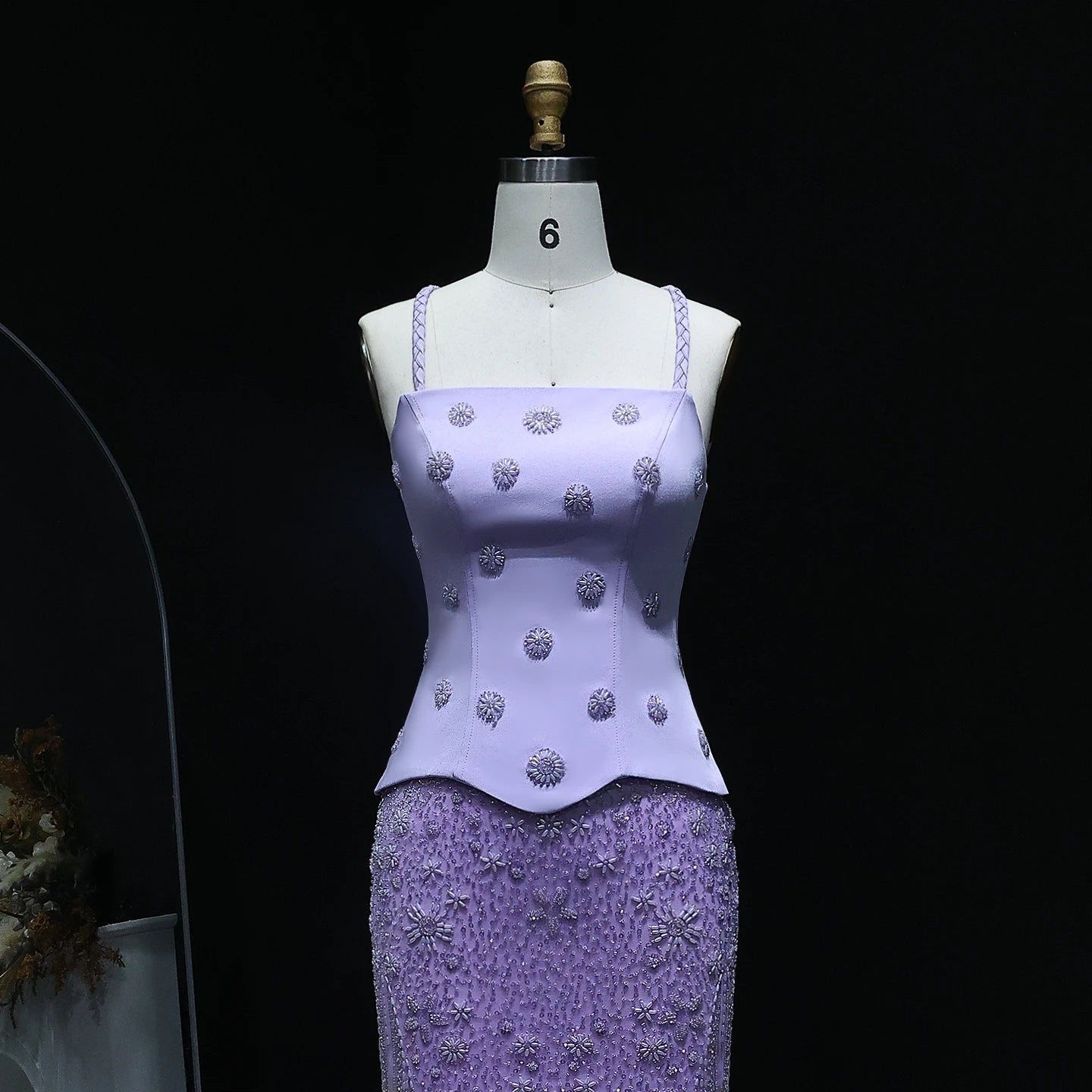 Two Pieces Evening Dress with Spaghetti Straps