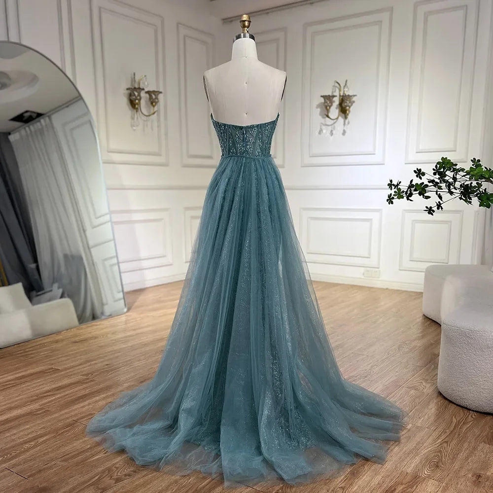 Luxury Turquoise Mermaid Evening Dress