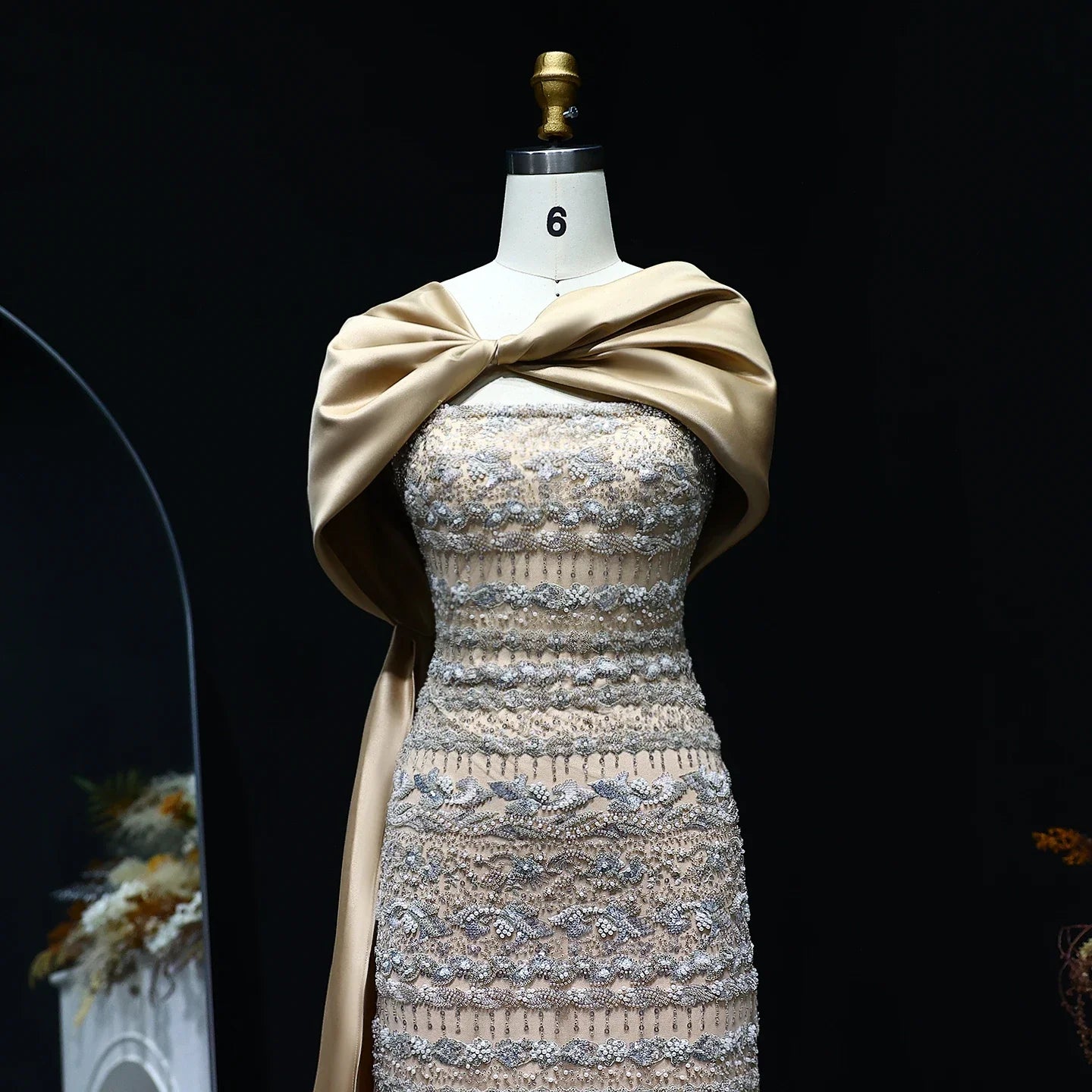 Luxury Evening Dress with Cape Long