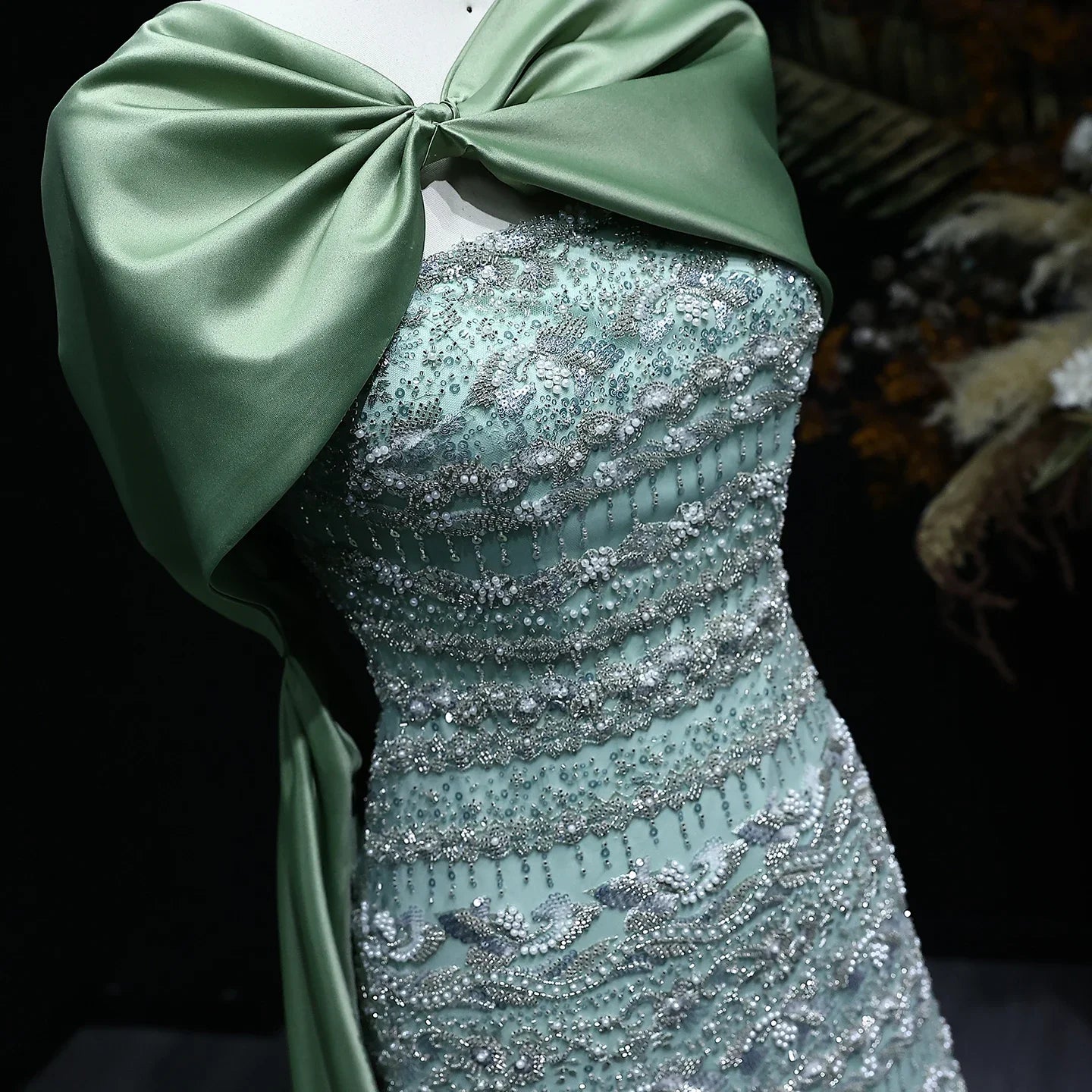 Luxury Evening Dress with Cape Long