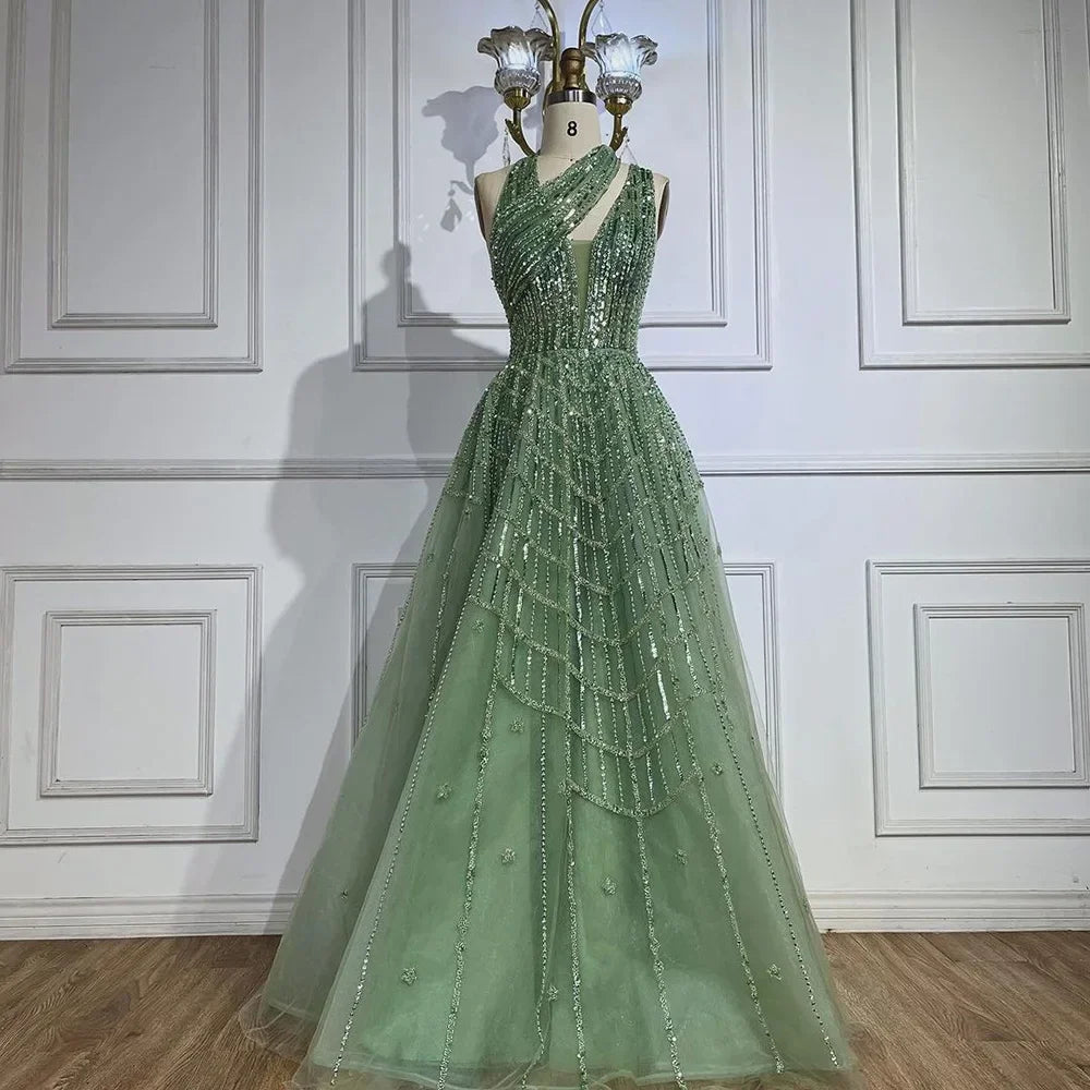 Elegant Beaded Ball Gown – Sparkling One-Shoulder Formal Dress