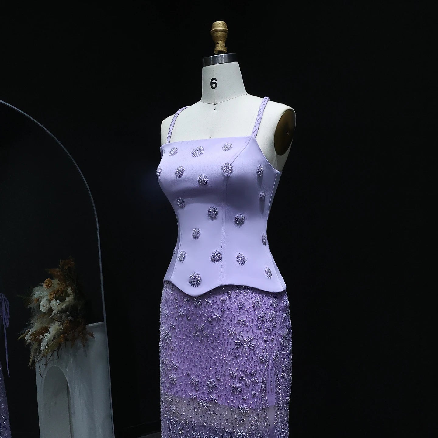 Two Pieces Evening Dress with Spaghetti Straps