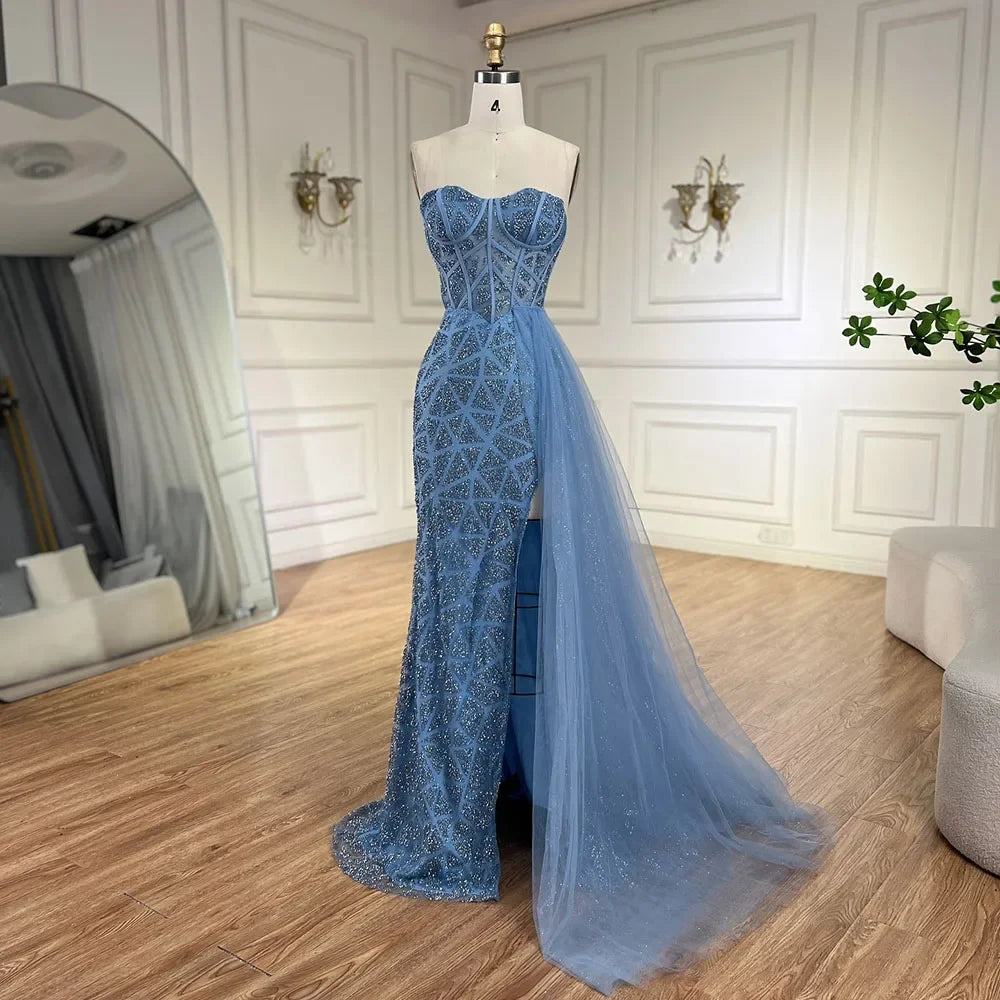 Luxury Turquoise Mermaid Evening Dress